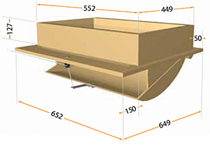Dimensions de la trappe TPI 180-P. Trappe de plafond