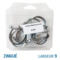 BLISTER COLLIERS DE SERRAGE À VIS TANGENTE ZINGUE LARGEUR 9 MM PLOMBERIE